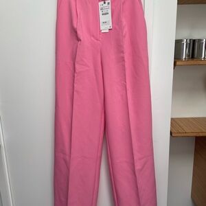 Zara Pink Wide Leg Pants with Tailored Elegance XS